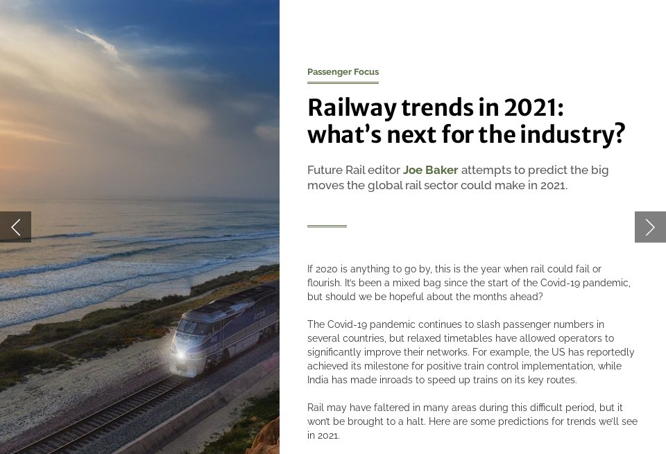 Railway Trends In 2021: What’s Next For The Industry? - Future Rail ...