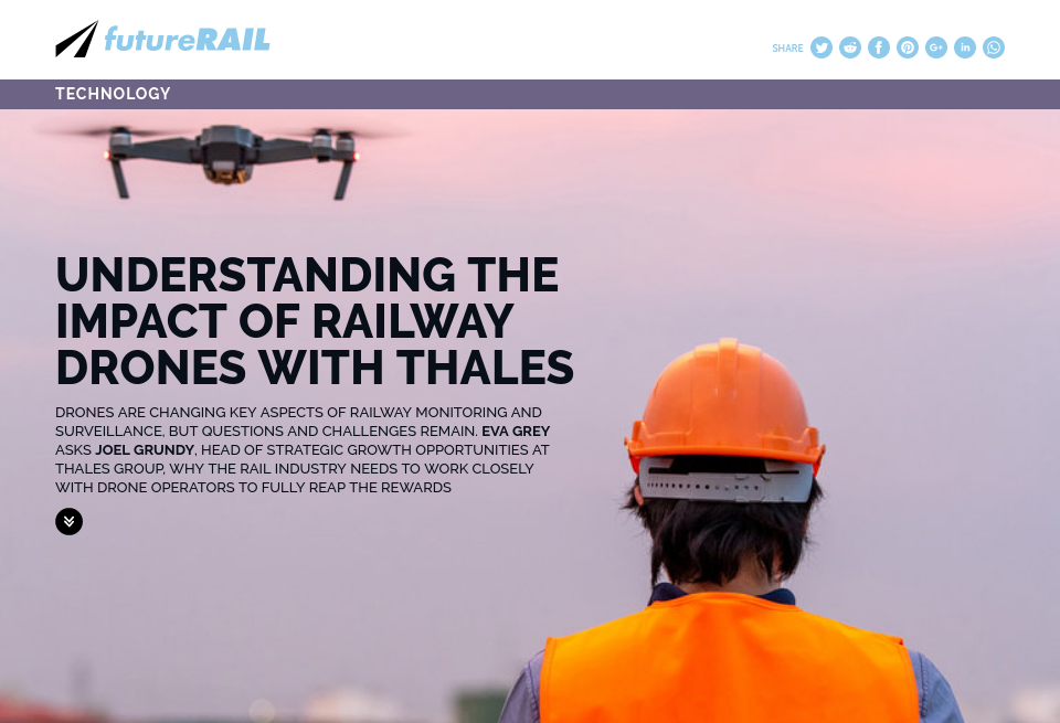 Understanding The Impact Of Railway Drones With Thales Future Rail Issue 66 October 2018 Drone solutions for railway & road. railway drones with thales